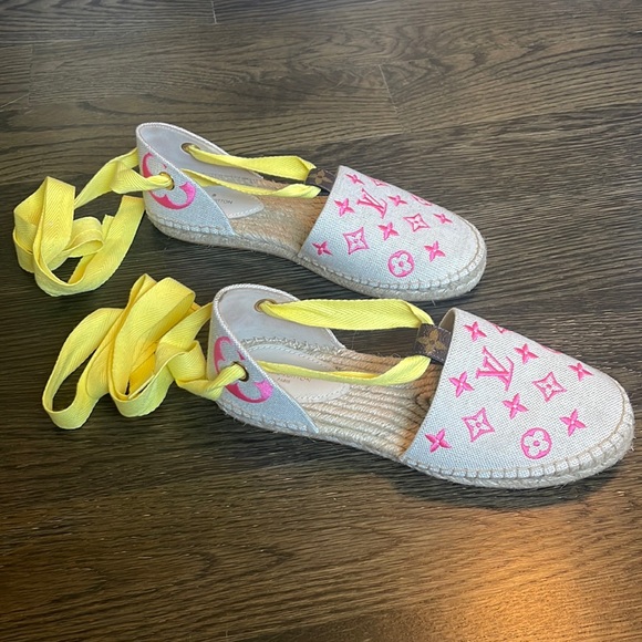 Louis Vuitton Canvas Monogram Starboard Wedge Espadrilles Rose Pop 2020 - Picture 1 of 5